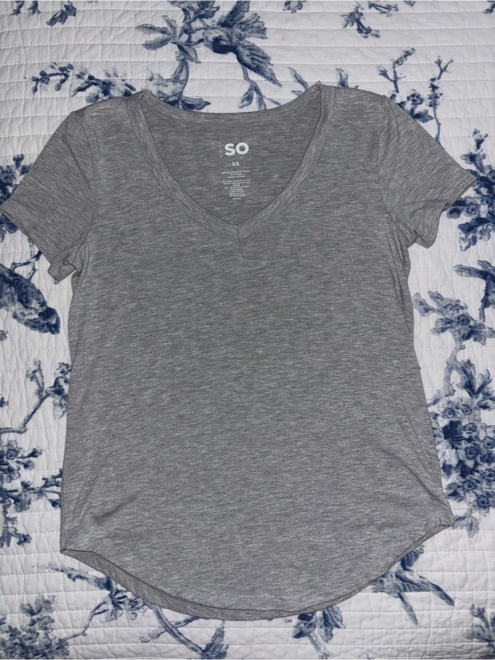 SO | Women's Grey V-Neck Short Sleeve